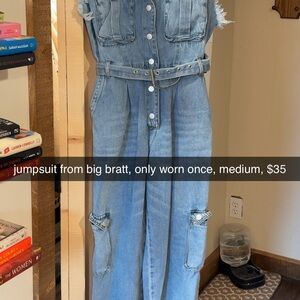 Denim Jumpsuit with Belt